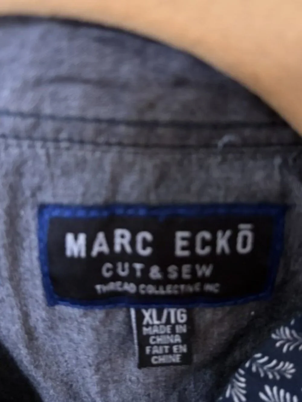Marc Ecko Dark Blue Short Sleeve Shirt Leaf Motif 2 Pocket Men's XL